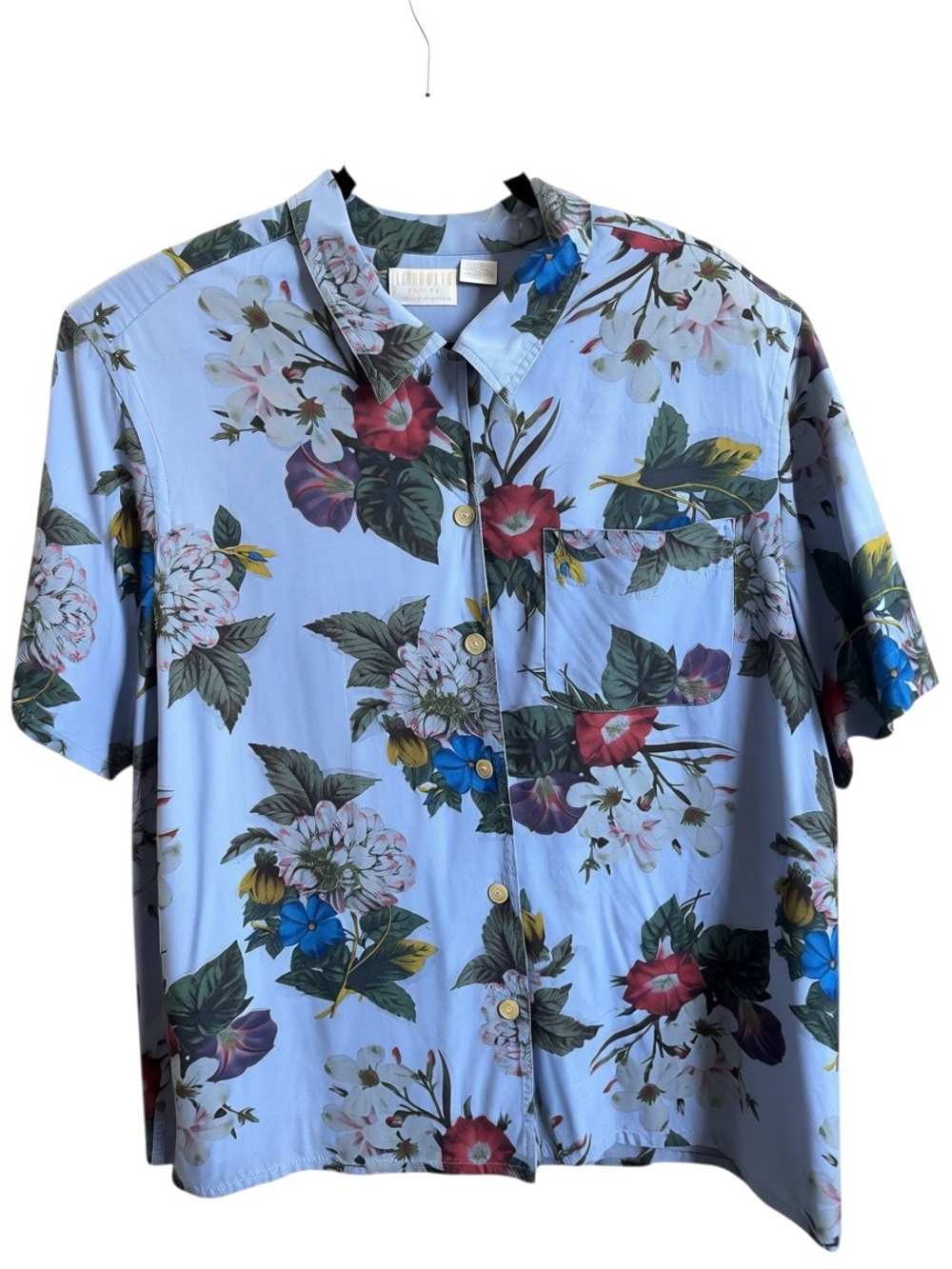 ❤️ Liz Claiborne Light Blue Floral Button-Down Shirt Size 22P